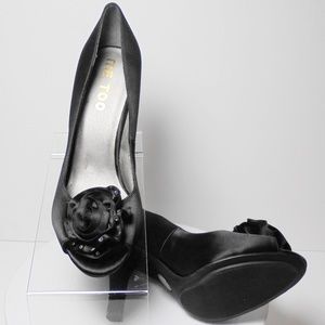 Womens Shoes, ME TOO Black Satin Evening Shoes